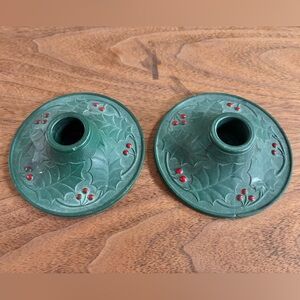 Vintage Holly Berry Candle Holders Compo-site USA